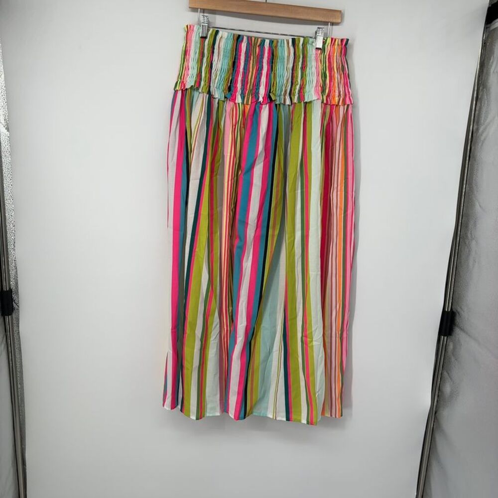 MODA ME COUTURE Striped Waist Ruched A-Line Skirt